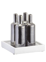 10.5"Hx9.75"Wx9.75"L Stoneware Bottle x4 in Cement Plate Pewter White (pack of 1)