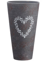 12.9"Hx7"D Heart Ceramic Vase  Gray (pack of 1)