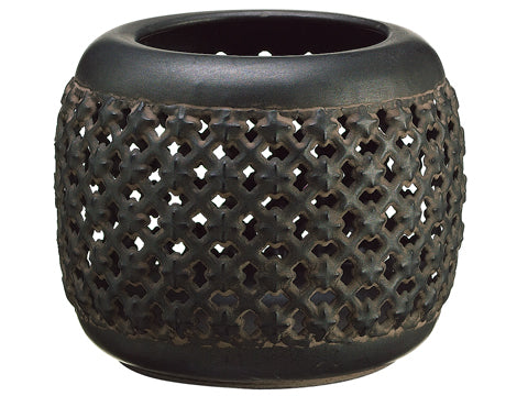 3.7"Hx4.7"D Tin Pot  Antique Gray (pack of 12)