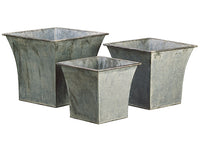 10"H-13"Hx10.5"W-14.25"Wx 10.5"L-14.25"L Tin Planter w/Liner (3 ea./set) Gray (pack of 2)