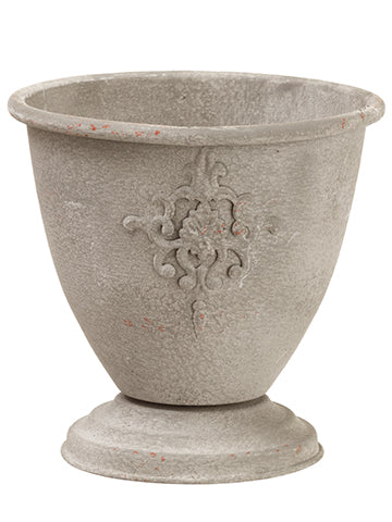 6.9"Hx7"D Metal Pot  Gray Whitewashed (pack of 3)