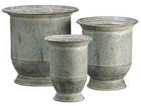 12"H-15.75"Hx9.4"D-16.7"D Tin Planter with Liner (3 ea/set) Gray (pack of 1)