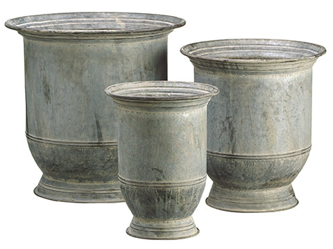 12"H-15.75"Hx9.4"D-16.7"D Tin Planter with Liner (3 ea/set) Gray (pack of 1)