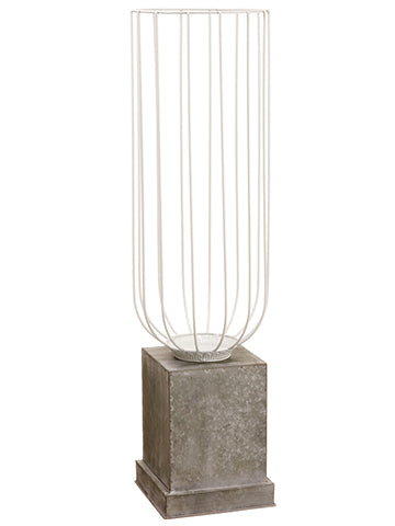 33.75"H X 9.25"W Metal Urn With Base White Gray (pack of 1)