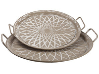 19"D-24"D Metal Plate (2 ea/set) Beige White (pack of 2)