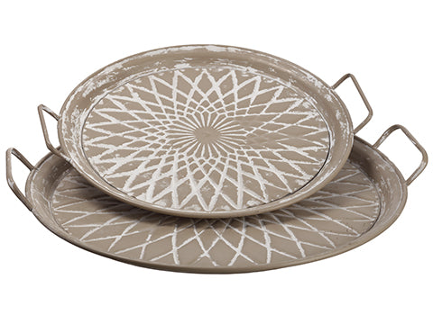 19"D-24"D Metal Plate (2 ea/set) Beige White (pack of 2)