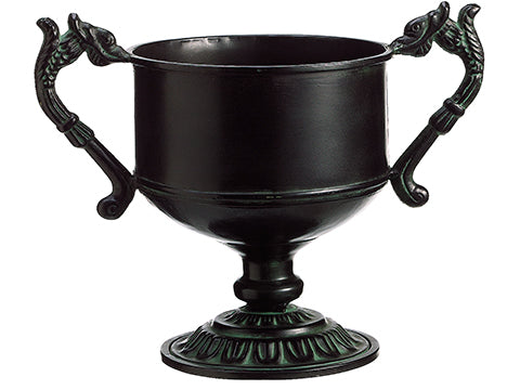 9" Round Urn w/Handle  Black Gray (pack of 1)