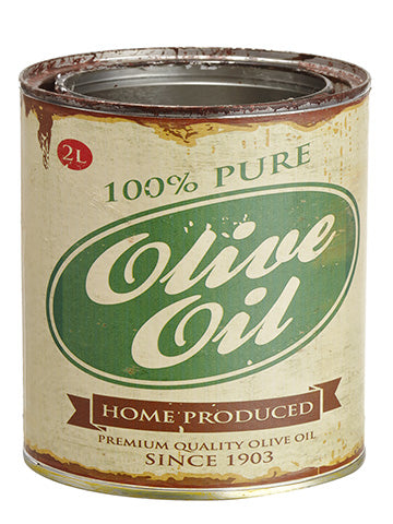 4.75"Hx4"D Olive Oil Tin Can  Cream Green (pack of 12)