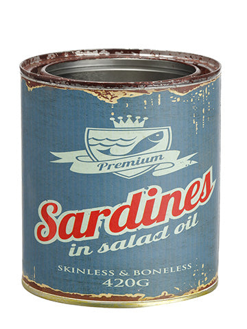 4.75"Hx4"D Sardines Tin Can  Blue Green (pack of 12)