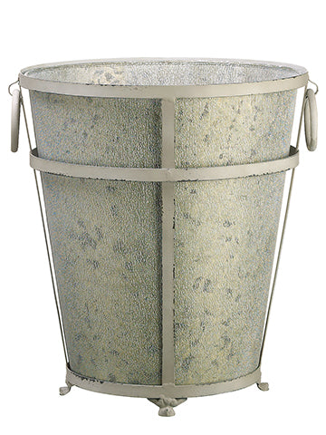 15.5"Hx13.5"D Tin Planter w/Liner Gray (pack of 4)