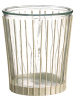 5.9"Dx6.3"H Glass Vase w/Metal Holder Cream Clear (pack of 8)
