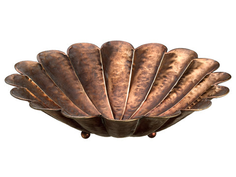 3.5"Hx14.1"D Scalloped Metal Plate Antique Copper (pack of 2)