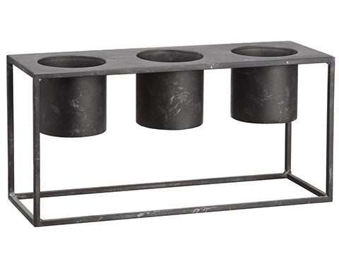 8"Hx6"Wx18"L Metal Planter With Pot x3 Gray (pack of 6)