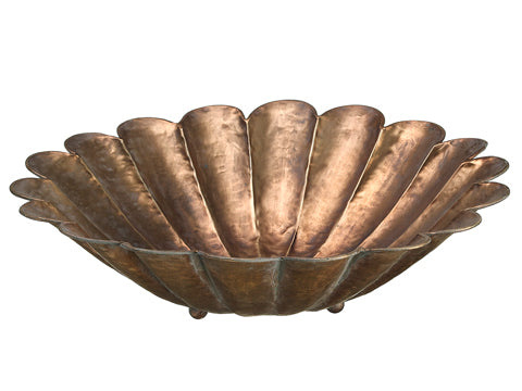 4.3"Hx15.5"D Scalloped Metal Plate Antique Copper (pack of 2)
