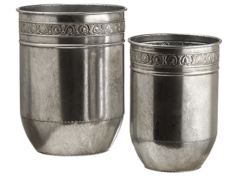 15-17.75"Hx11"-13.75"D Tin Planter (2 Assorted/set) Silver (pack of 2)