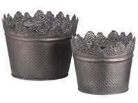 4.15"-5"Hx5"-6.25"D Tin Planter (2 ea./set) Gray (pack of 3)