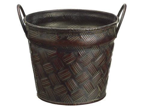 5.5"Dx4.5"H Round Planter w/Handle Dark Brown (pack of 24)