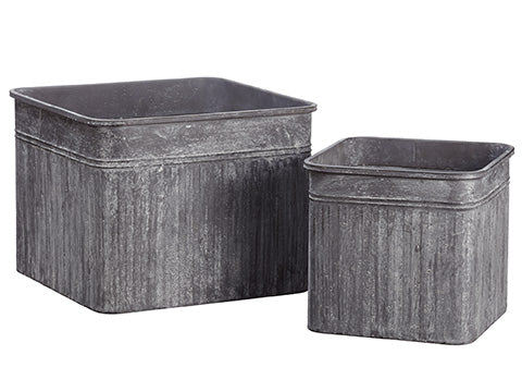 11"-13"Hx12"-17"Wx12"-17"L Metal Planter (2 ea/set) Gray (pack of 1)