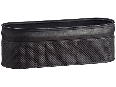 4.5"Hx5"Wx13.5"L Tin Oval Plate Gray (pack of 12)