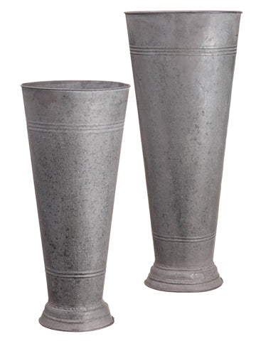 20.7"H-27.5"Hx9"D-11"D Tin Bucket (2 ea/set) Gray (pack of 2)