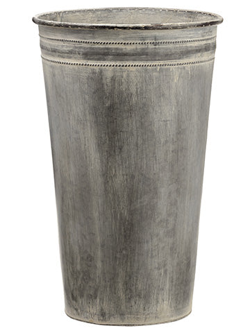 20.25"Hx12.75"D Tin Planter With Liner Gray Whitewashed (pack of 5)