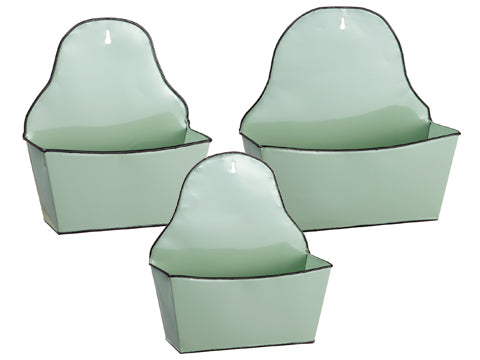 10"H-13"Hx4"W-5"Wx9"L-13"L Tin Wall Planter (3 ea./set) Green (pack of 4)