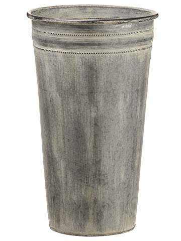 18"Hx10.75"D Tin Planter With Liner Gray Whitewashed (pack of 5)