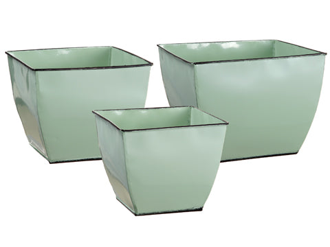 4.7"H-6"Hx5.75"W-8.25"W x5.75"l-8.25"l Tin Container (3 ea./set) Green (pack of 2)