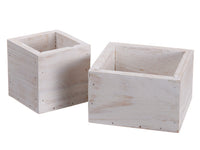 2.25"H-2.75"H Wood Container (2 ea/set) White Washed (pack of 6)
