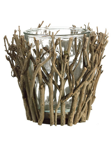 7.09"Hx7.87"D Branch Container with Glass Natural Clear (pack of 8)