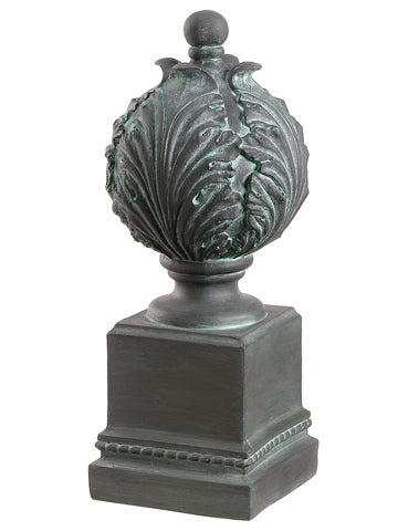 14.5"Hx6"Wx6"L Polyresin Leaf Finial Verdigris (pack of 4)