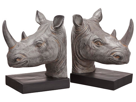 7.75" Rhino Bookend (2 ea/set) Antique Gray (pack of 2)