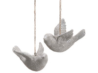 4.5"Hx3.5"L Hanging Bird (2 ea./set) Gray Beige (pack of 6)