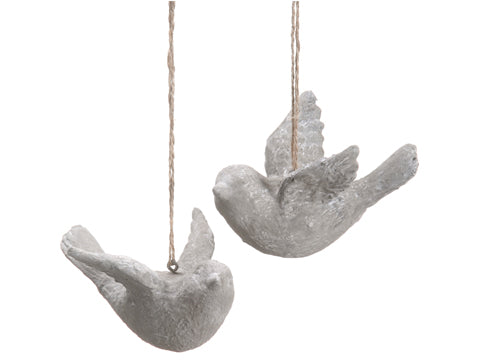 4.5"Hx3.5"L Hanging Bird (2 ea./set) Gray Beige (pack of 6)