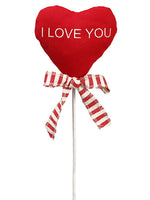 18" Padded Heart Pick  Red Cream (pack of 12)