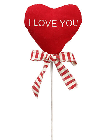 18" Padded Heart Pick  Red Cream (pack of 12)