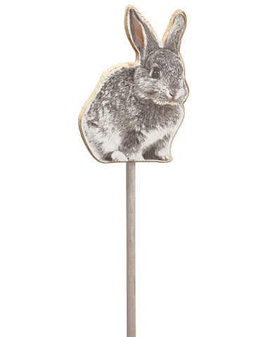 24" Bunnny Garden Pick  Gray White (pack of 36)