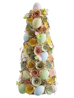 15.5" Egg/Wood Chip Flower/Straw Cone Topiary Mix (pack of 2)