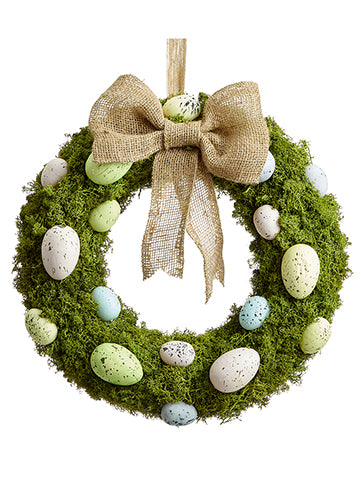 17" Egg Moss Wreath  Mix (pack of 2)