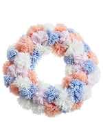 13" Pompom Wreath  Pink Blue (pack of 2)