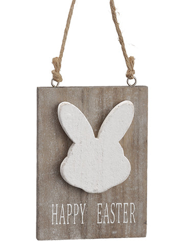 5" Happy Easter Bunny Ornament White Brown (pack of 30)