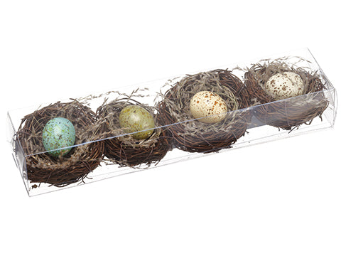 11.5"Lx3"Wx2"H Bird's Nest With Egg (4 ea/acetate box) Assorted (pack of 12)