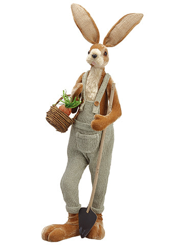 25" Bunny With Basket And Shovel Beige Gray (pack of 2)