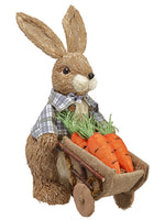 11" Sisal Bunny With Carrot Cart Beige Orange (pack of 4)