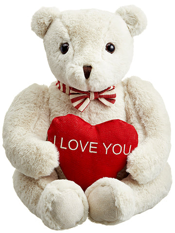 13" Teddy Bear Holding A Heart Cream Red (pack of 2)