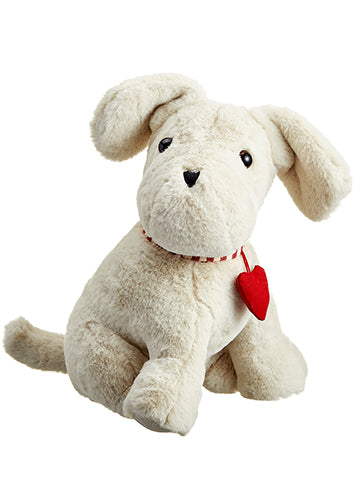 11" Dog With Heart Collar  Cream Red (pack of 2)