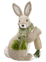 14" Sisal Bunny Holding Carrot  Beige Green (pack of 4)