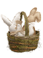 11" Bunny/Chicken in Basket  Beige (pack of 4)