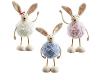 7"Hx3.5"L Bunny (3 ea/set)  Pink Blue (pack of 2)