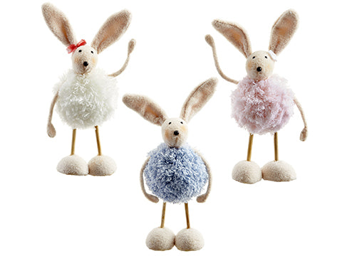 7"Hx3.5"L Bunny (3 ea/set)  Pink Blue (pack of 2)